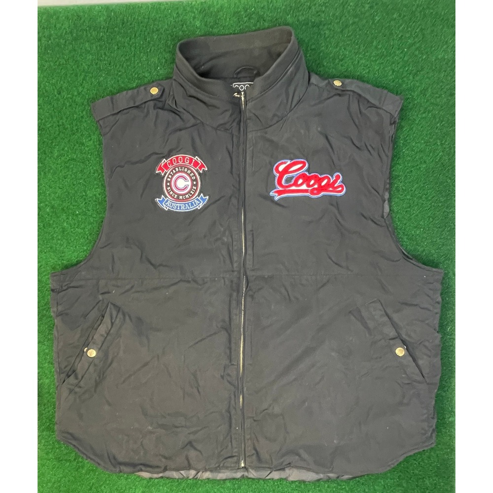Coogi Australia Mens Black Quilted Full Zip Vest Embroidered Logo 4XL Big & Tall